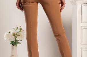 Elegantne dolge hlače z visokim pasom Amposta, kamelja barva