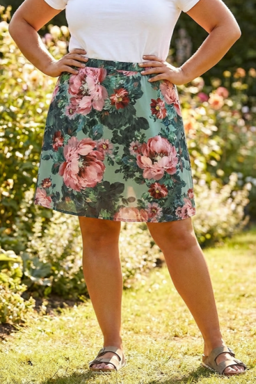 Plus size krilo s cvetličnim potiskom, zeleno
