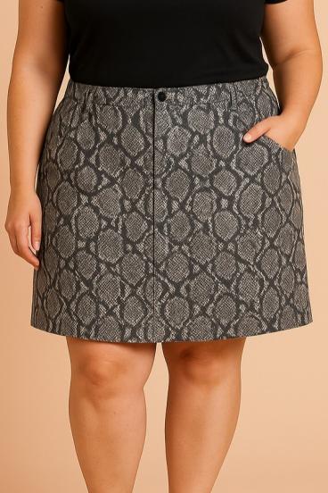 Plus size mini bombažno krilo, črno
