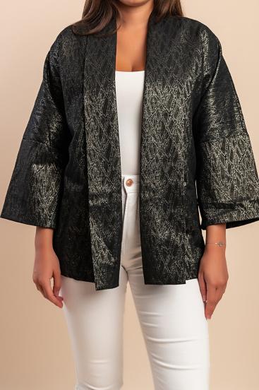 Eleganten blazer s širokimi rokavi, črn