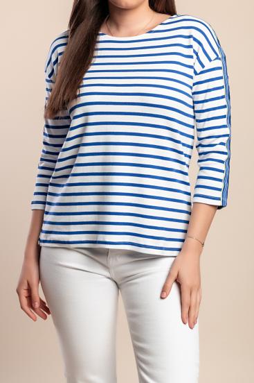 Plus size bombažna majica, modra
