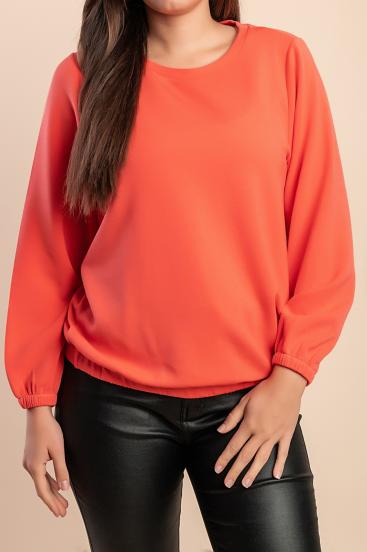 Bluza z okroglim ovratnikom, koralna