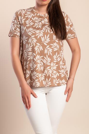 Plus size bluza s potiskom, bež