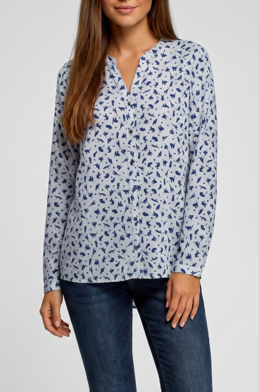 Plus size bluza s potiskom, svetlo modra