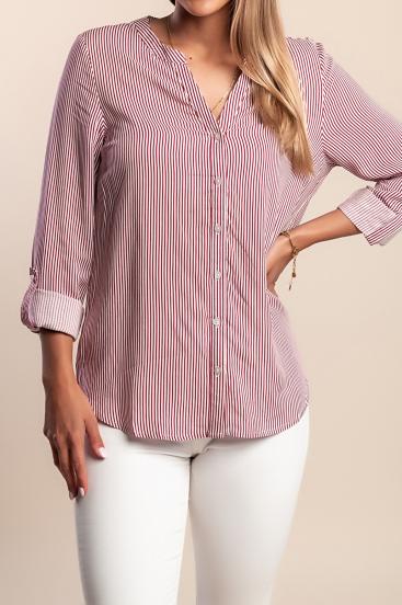 Plus size srajca s črtastim potiskom, rdeča