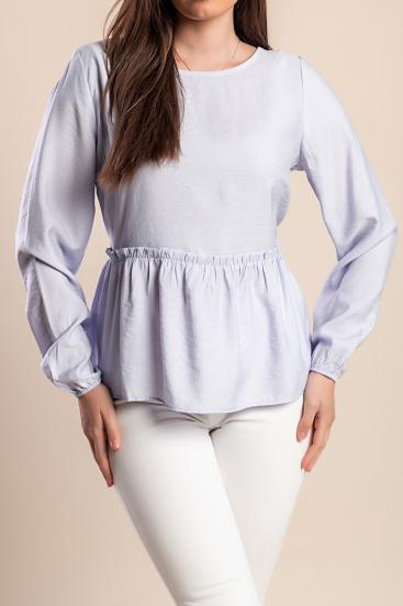 Plus size bluza z elastiko v pasu, lila