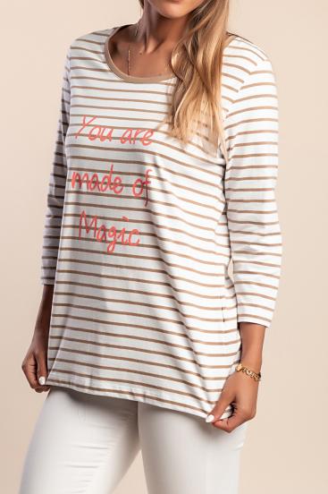 Plus size bombažna  majica, bela