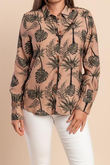 Plus size bluza s potiskom, bež