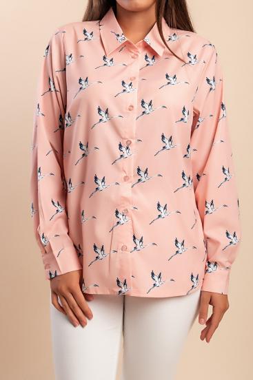 Plus size srajca s potiskom, roza