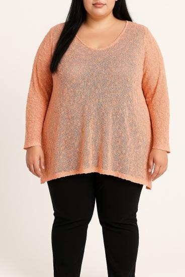 Plus size pulover, koralna