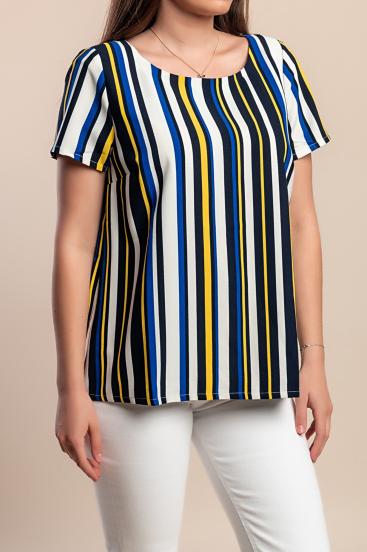 Bluza s potiskom črt, temno modra