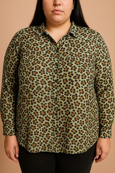 Plus size bluza s potiskom, zelena