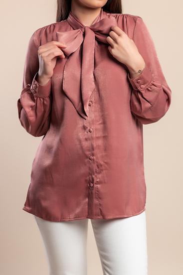 Plus size bluza s pentljo, starinsko roza