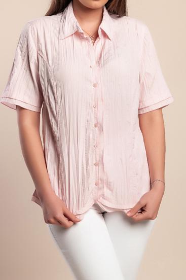 Plus size srajca s kratkimi rokavi, svetlo roza