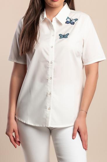 Plus size srajca s kratkimi rokavi, bela