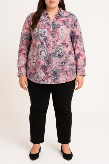 Plus size bluza s potiskom, roza