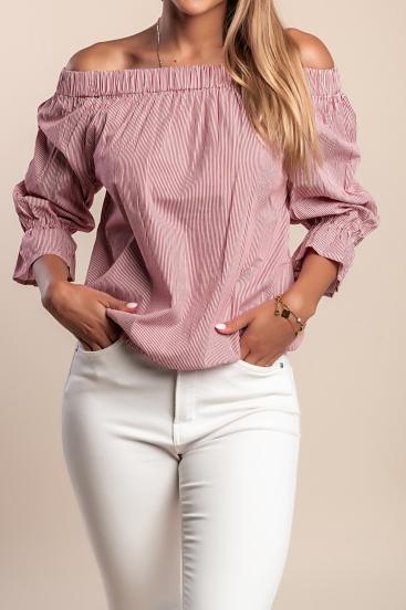 Bluza s črtastim potiskom, rdeča