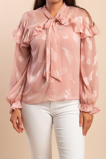 Bluza z volančki, svetlo roza
