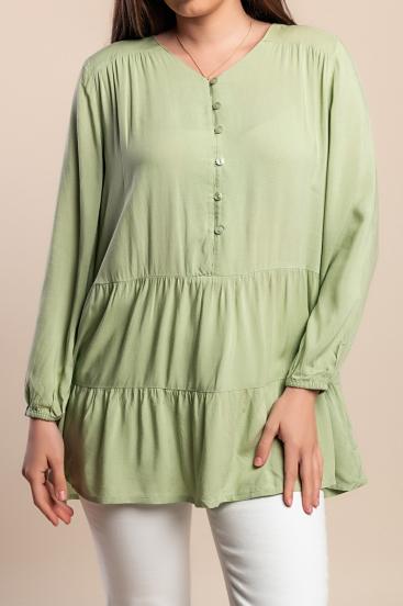 Bluza z gumbi, svetlo zelena