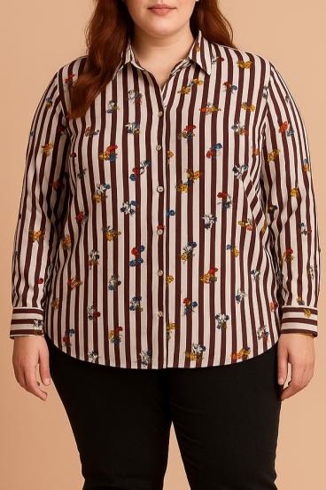 Plus size bluza s potiskom, bordo