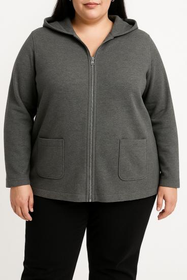 Plus size jopa na zadrgo, siva