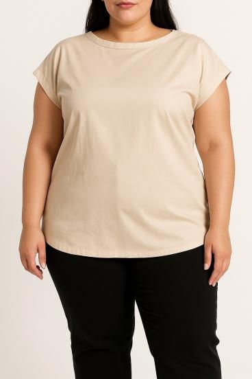 Plus size bluza z gumbi, bež