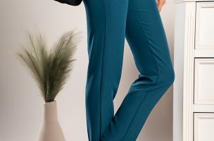 Elegantne dolge hlače z ravnimi hlačnicami Tordina, Petrol