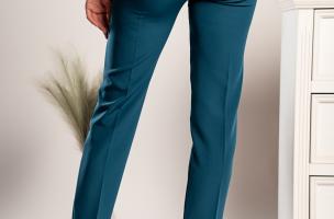 Elegantne dolge hlače z ravnimi hlačnicami Tordina, Petrol
