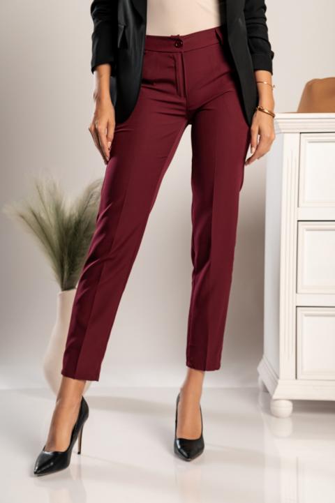 Elegantne dolge hlače z ravnimi hlačnicami Tordina, bordo