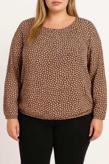 Plus size bluza s potiskom, marelična