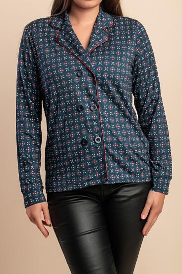 Bluza s potiskom, temno modra