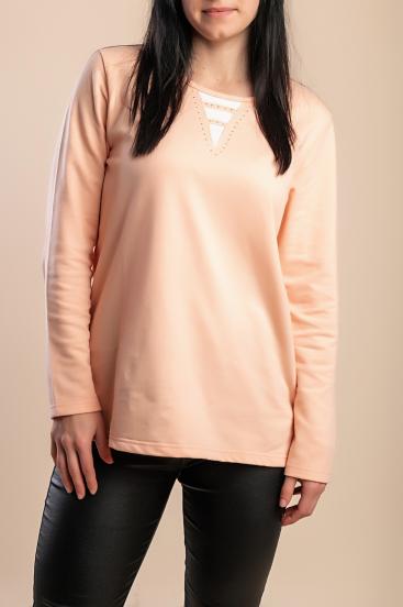 Plus size majica z okroglim ovratnikom, marelična