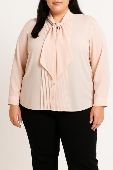 Plus size elegantna bluza, svetlo roza