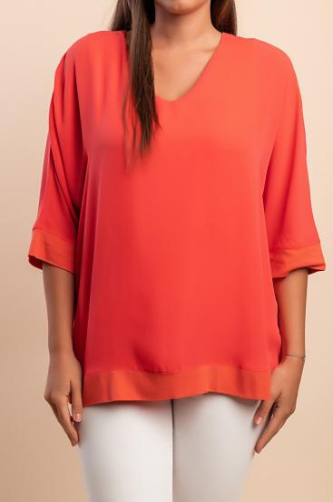 Bluza s 3/4 rokavi, koralna