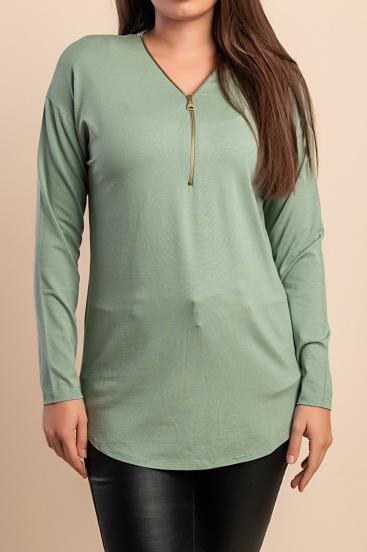 Majica z okrasno zadrgo, menta