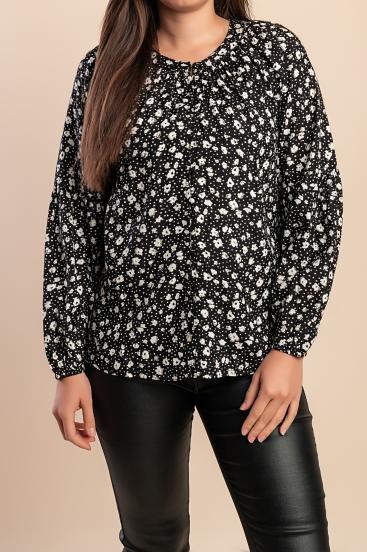Bluza s cvetličnim potiskom,  črna