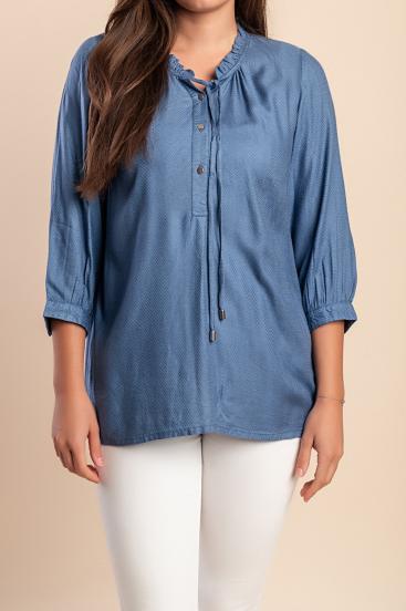 Bluza z gumbi, modra