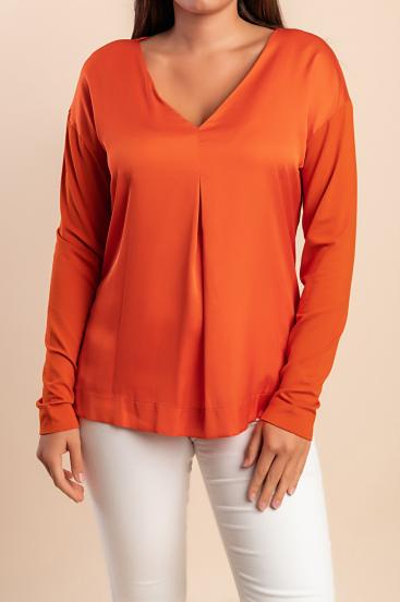 Bluza z "V" ovratnikom, oranžna