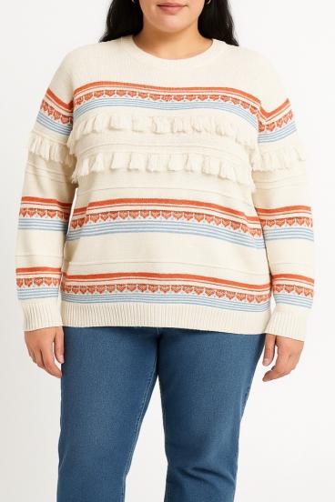 Plus size pulover z resicami, bela