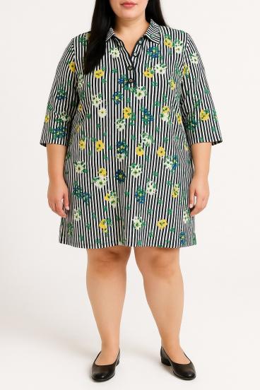 Plus size bluza s cvetličnim potiskom, bela
