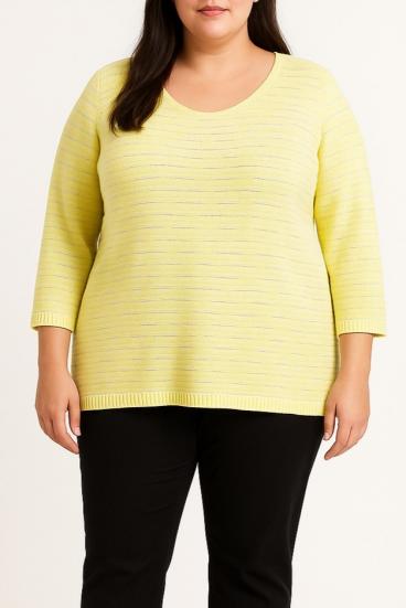 Plus size bombažen pulover, zelena