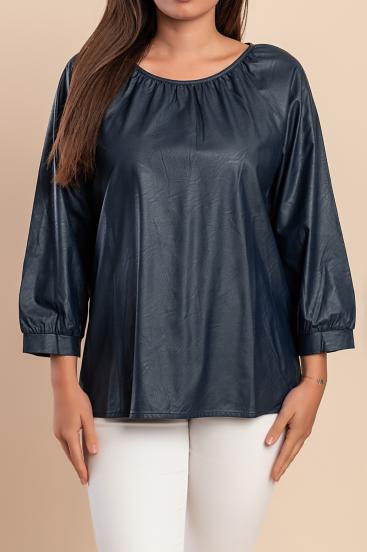 Bluza iz umetnega usnja, temno modra