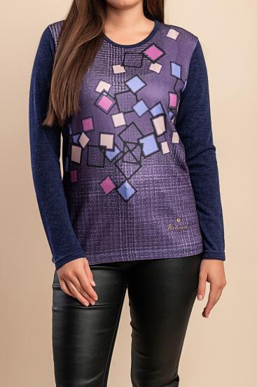 Pulover s potiskom, viola