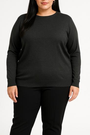 Plus size pulover, temno siv