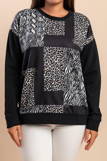 Bombažna majica s potiskom, črna