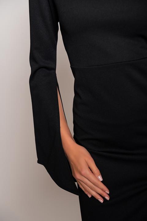Elegatna mini obleka z asimetričnim vratnim izrezom Mamola, črna