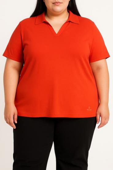Plus size bombažna majica, rdeča