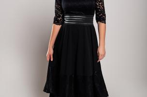 Elegantna obleka s čipko Bianca, črna