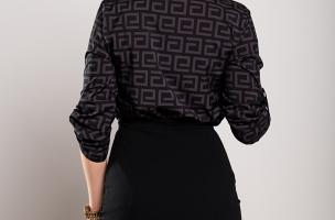 Elegantna bluza z geometrijskim potiskom Lavlenta, črna