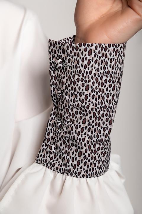 Elegantna bluza z leopardjim potiskom Polina, bela